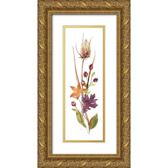 Robinson, Carol 11x24 Gold Ornate Wood Framed with Double Matting Museum Art Print Titled - Autumn Botanical I