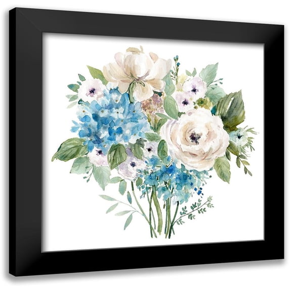Robinson, Carol 12x12 Black Modern Framed Museum Art Print Titled - Blue and White Botanical I