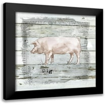 Robinson, Carol 12x12 Black Modern Framed Museum Art Print Titled - Farmhouse Collage Pig