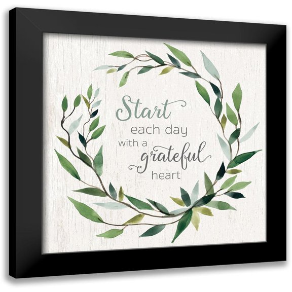 Robinson, Carol 12x12 Black Modern Framed Museum Art Print Titled - Grateful Heart Greenery