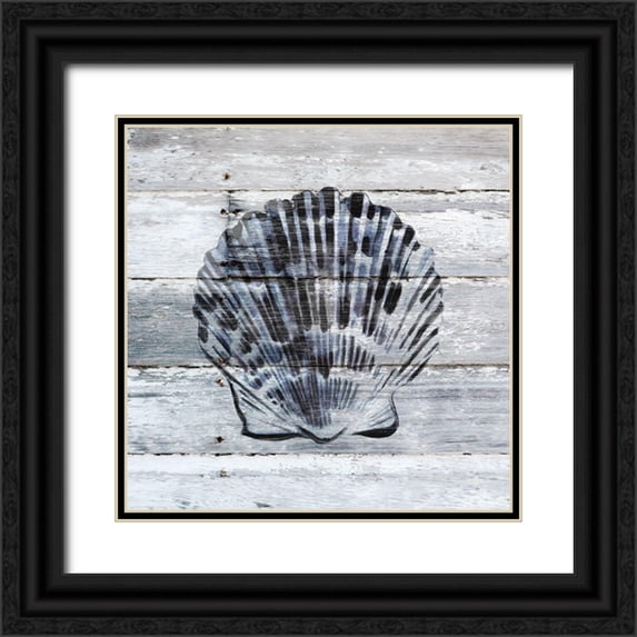 Robinson, Carol 12x12 Black Ornate Wood Framed with Double Matting Museum Art Print Titled - Blue Scallop