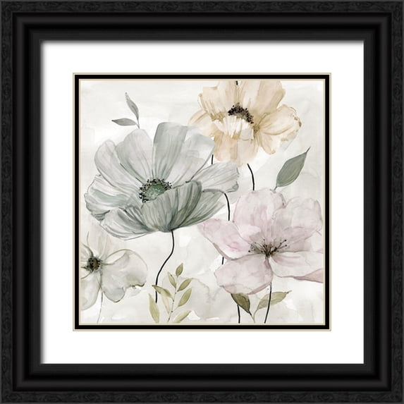 Robinson, Carol 12x12 Black Ornate Wood Framed with Double Matting Museum Art Print Titled - Garden Grays