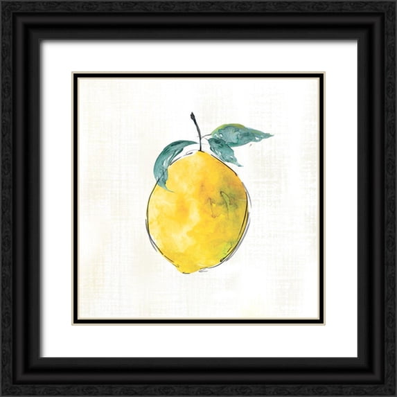 Robinson, Carol 12x12 Black Ornate Wood Framed with Double Matting Museum Art Print Titled - Happy Lemon
