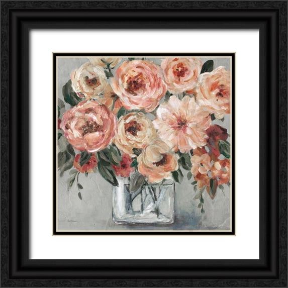 Robinson, Carol 12x12 Black Ornate Wood Framed with Double Matting Museum Art Print Titled - Painterly Bouquet
