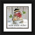 thumbnail image 1 of Robinson, Carol 12x12 Black Ornate Wood Framed with Double Matting Museum Art Print Titled - Winter Wishes Snowman, 1 of 4
