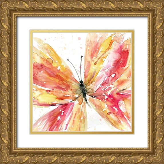 Robinson, Carol 12x12 Gold Ornate Wood Framed with Double Matting Museum Art Print Titled - Butterfly Fling II