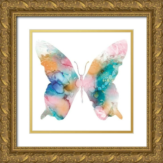 Robinson, Carol 12x12 Gold Ornate Wood Framed with Double Matting Museum Art Print Titled - Butterfly and Marble II