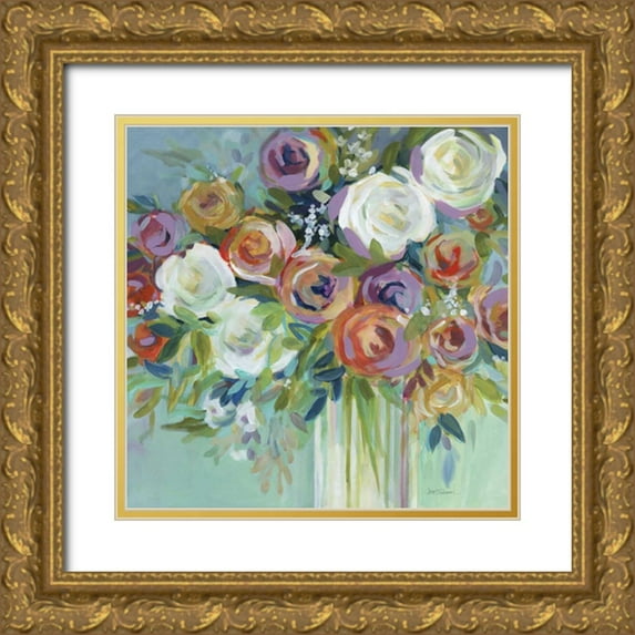 Robinson, Carol 12x12 Gold Ornate Wood Framed with Double Matting Museum Art Print Titled - Confetti Bouquet II