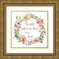 thumbnail image 1 of Robinson, Carol 12x12 Gold Ornate Wood Framed with Double Matting Museum Art Print Titled - Floral Scripture Wreath I, 1 of 4