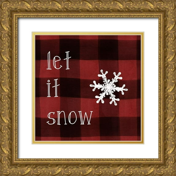 Robinson, Carol 12x12 Gold Ornate Wood Framed with Double Matting Museum Art Print Titled - Let It Snow