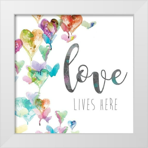 Robinson, Carol 12x12 White Modern Wood Framed Museum Art Print Titled - Love Lives Here