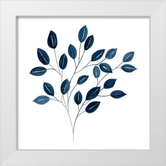 Robinson, Carol 12x12 White Modern Wood Framed Museum Art Print Titled - Navy Leaves I