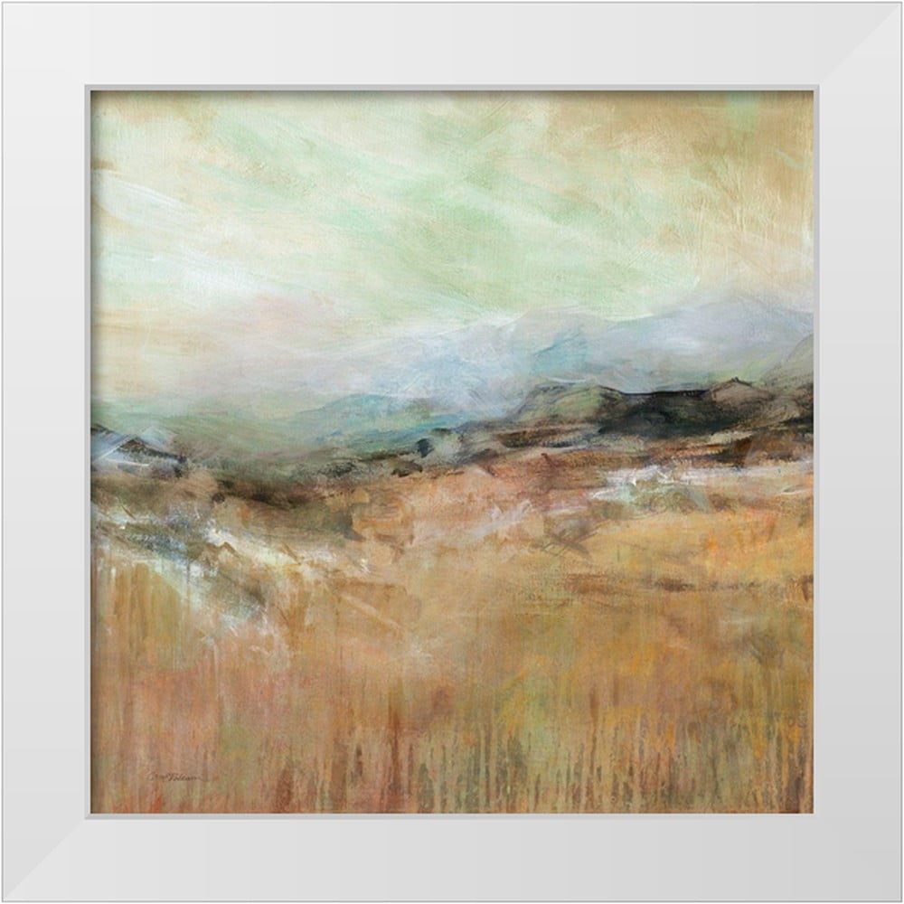 White Modern Wood Framed Abstract Landscape Canvas Print