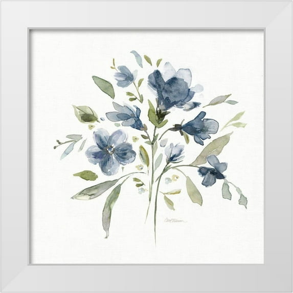 Robinson, Carol 12x12 White Modern Wood Framed Museum Art Print Titled - Wild Blue Blooms II