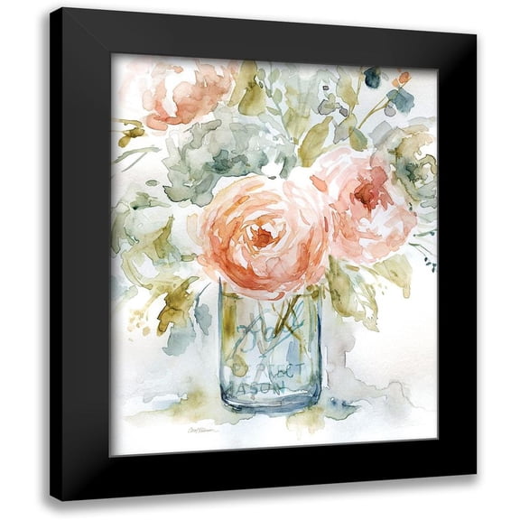 Robinson, Carol 12x14 Black Modern Framed Museum Art Print Titled - Cabbage Roses I