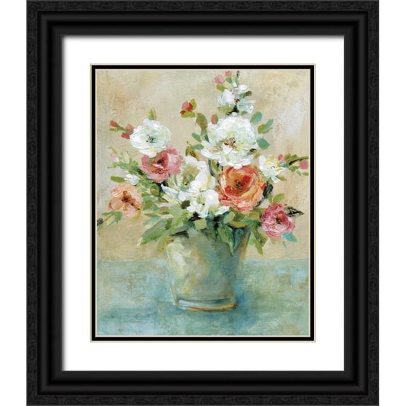 Robinson, Carol 12x14 Black Ornate Wood Framed with Double Matting Museum Art Print Titled - Sun Drenched Bouquet