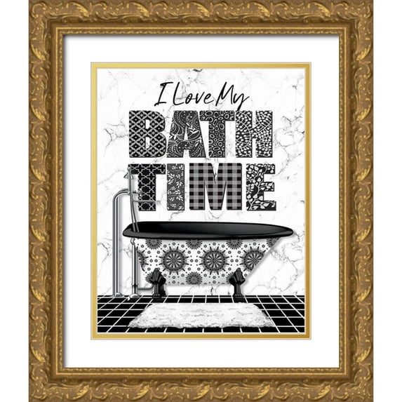 Robinson, Carol 12x14 Gold Ornate Wood Framed with Double Matting Museum Art Print Titled - Bath Time