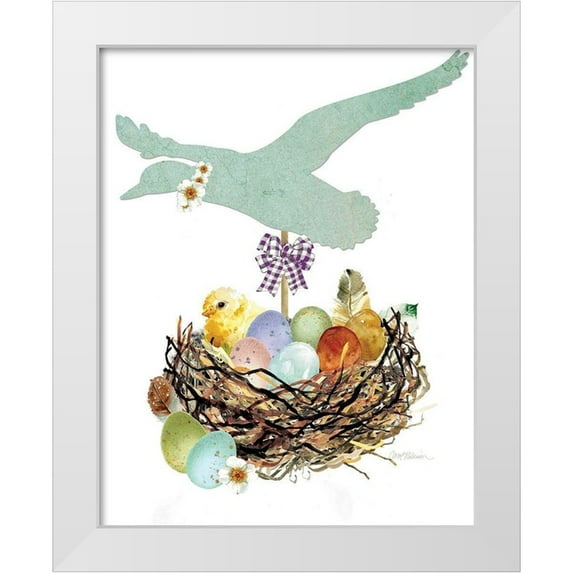 Robinson, Carol 12x14 White Modern Wood Framed Museum Art Print Titled - Flying Goose