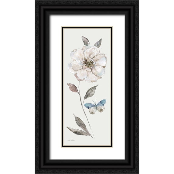 Robinson, Carol 12x24 Black Ornate Wood Framed with Double Matting Museum Art Print Titled - Frosted White Rose