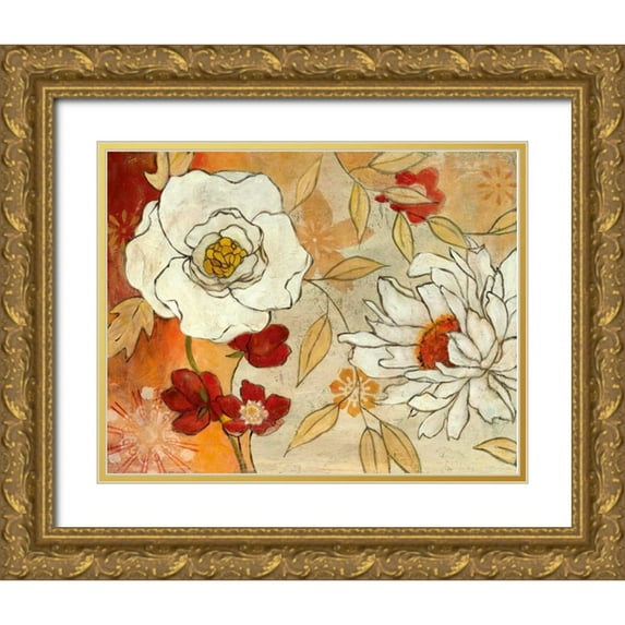 Robinson, Carol 14x12 Gold Ornate Wood Framed with Double Matting Museum Art Print Titled - Lush Crimson I