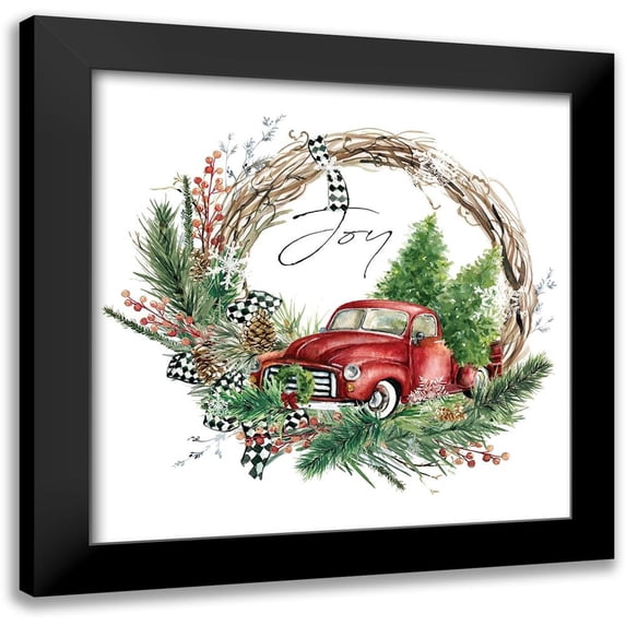 Robinson, Carol 15x15 Black Modern Framed Museum Art Print Titled - Joy Truck Wreath