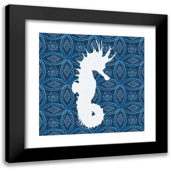 Robinson, Carol 15x15 Black Modern Framed Museum Art Print Titled - Sea Patterned Seahorse