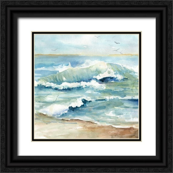 Robinson, Carol 15x15 Black Ornate Wood Framed with Double Matting Museum Art Print Titled - Beach Waves