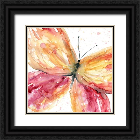 Robinson, Carol 15x15 Black Ornate Wood Framed with Double Matting Museum Art Print Titled - Butterfly Fling I