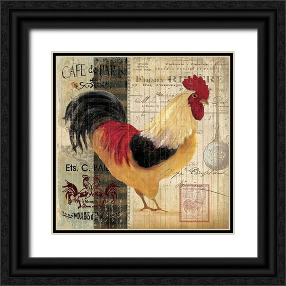 Robinson, Carol 15x15 Black Ornate Wood Framed with Double Matting Museum Art Print Titled - Cockerel I
