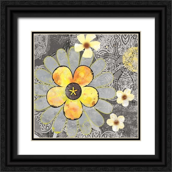 Robinson, Carol 15x15 Black Ornate Wood Framed with Double Matting Museum Art Print Titled - Flower Power III