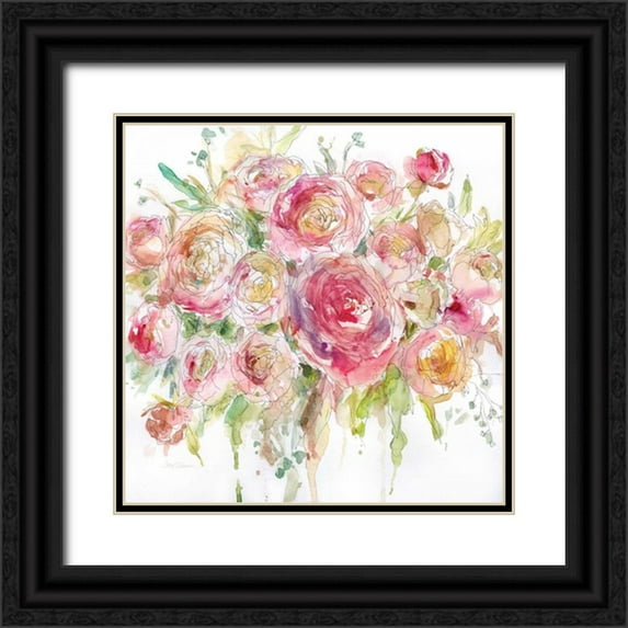 Robinson, Carol 15x15 Black Ornate Wood Framed with Double Matting Museum Art Print Titled - Graceful Bouquet