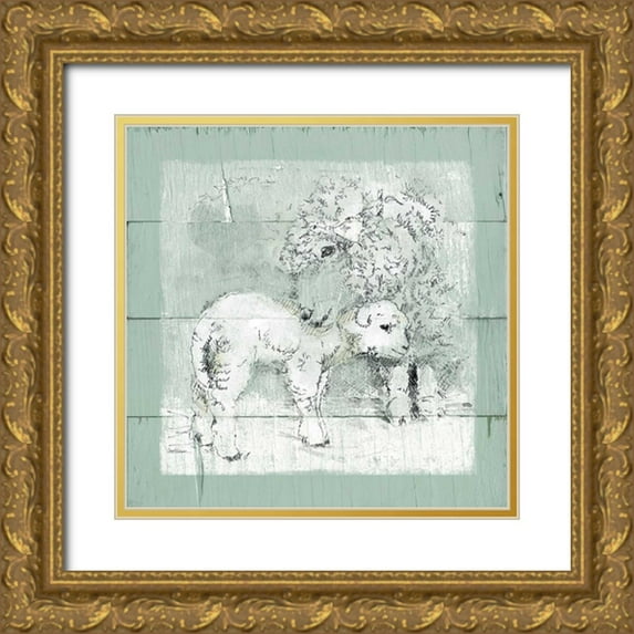 Robinson, Carol 15x15 Gold Ornate Wood Framed with Double Matting Museum Art Print Titled - Gentle Lamb II