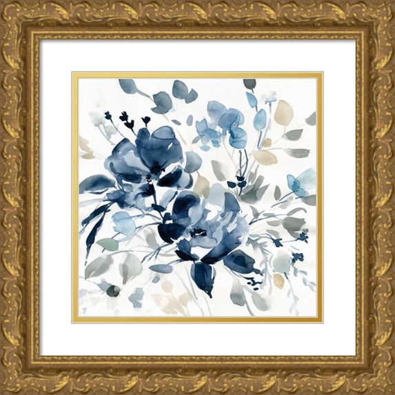 Robinson, Carol 15x15 Gold Ornate Wood Framed with Double Matting Museum Art Print Titled - Indigo Garden II