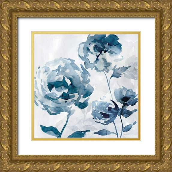 Robinson, Carol 15x15 Gold Ornate Wood Framed with Double Matting Museum Art Print Titled - Indigo Garden II
