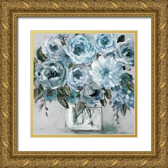 Robinson, Carol 15x15 Gold Ornate Wood Framed with Double Matting Museum Art Print Titled - Painterly Blues