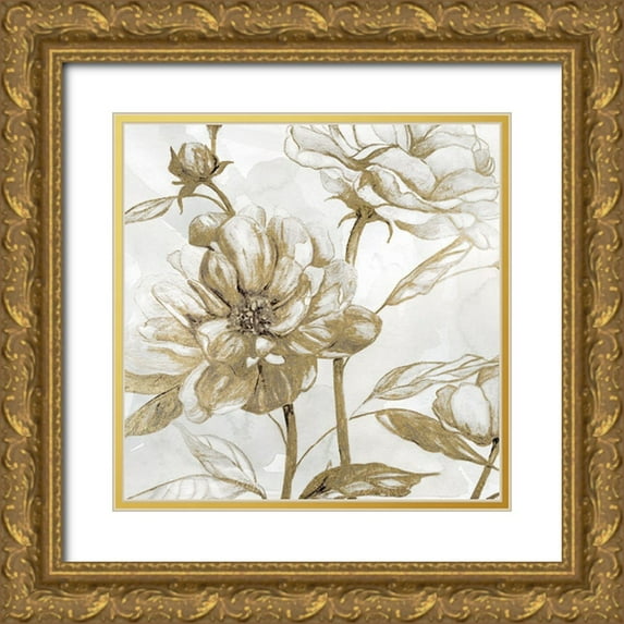 Robinson, Carol 15x15 Gold Ornate Wood Framed with Double Matting Museum Art Print Titled - Peony Glitz I