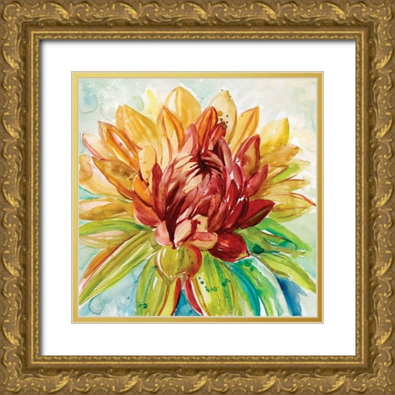 Robinson, Carol 15x15 Gold Ornate Wood Framed with Double Matting Museum Art Print Titled - Rainbow Dahlia