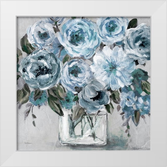 Robinson, Carol 15x15 White Modern Wood Framed Museum Art Print Titled - Painterly Blues