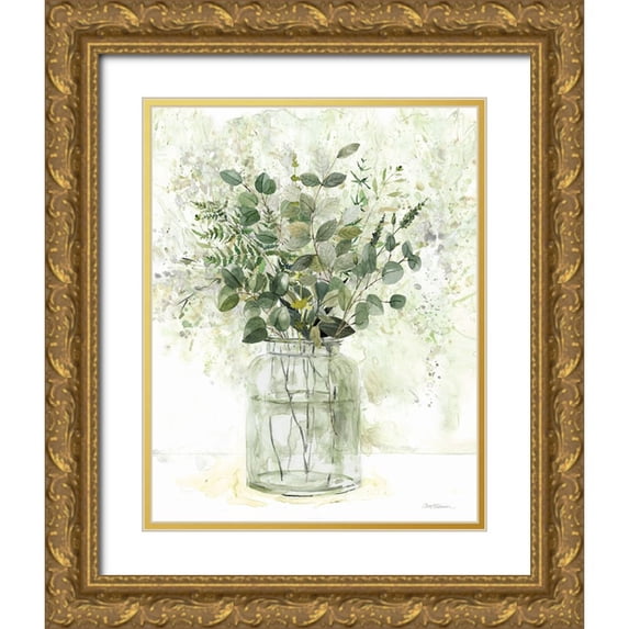 Robinson, Carol 15x18 Gold Ornate Wood Framed with Double Matting Museum Art Print Titled - Delicate Greenery II