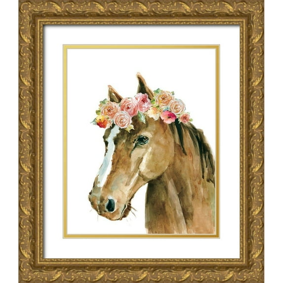 Robinson, Carol 15x18 Gold Ornate Wood Framed with Double Matting Museum Art Print Titled - Flower Crown Horse