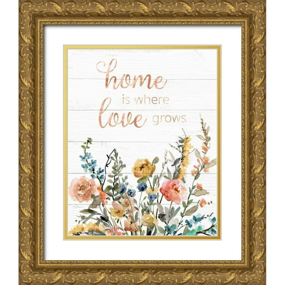 Robinson, Carol 15x18 Gold Ornate Wood Framed with Double Matting Museum Art Print Titled - Home is Where Love Grows