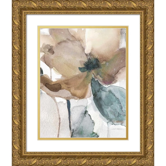 Robinson, Carol 15x18 Gold Ornate Wood Framed with Double Matting Museum Art Print Titled - Watercolor Poppy I