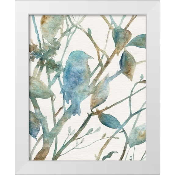 Robinson, Carol 15x18 White Modern Wood Framed Museum Art Print Titled - Teal Bluebird Silhouette I