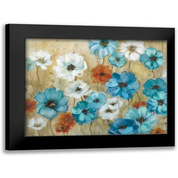 Robinson, Carol 18x15 Black Modern Framed Museum Art Print Titled - Blue Flower Field
