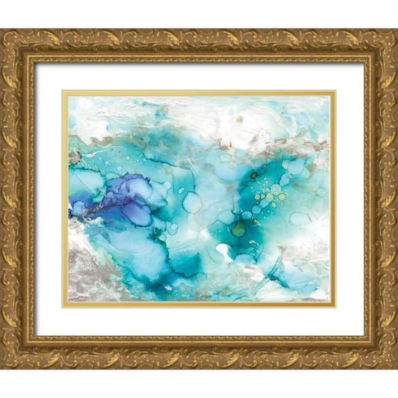 Robinson, Carol 18x15 Gold Ornate Wood Framed with Double Matting Museum Art Print Titled - Teal Marble