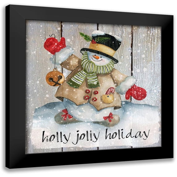 Robinson, Carol 20x20 Black Modern Framed Museum Art Print Titled - Holly Jolly Snowman