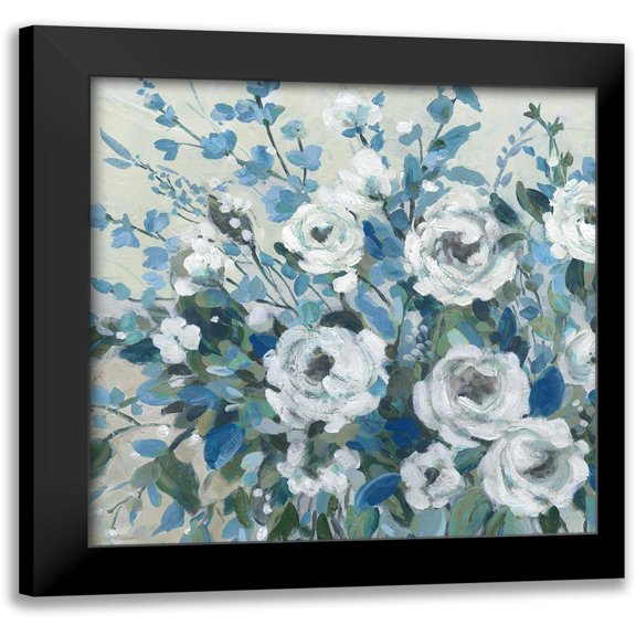 Robinson, Carol 20x20 Black Modern Framed Museum Art Print Titled - Sapphire Blossoms