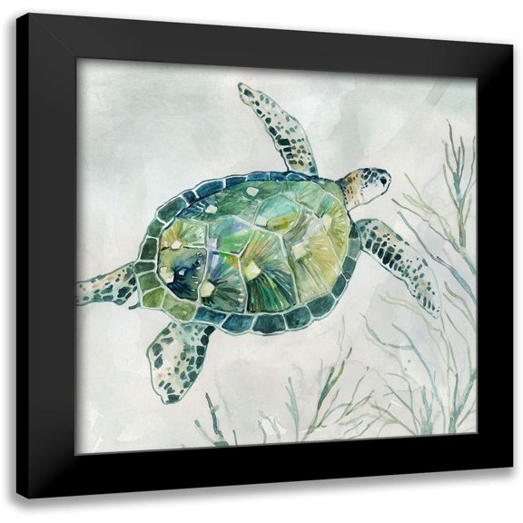 Robinson, Carol 20x20 Black Modern Framed Museum Art Print Titled - Seaglass Turtle I