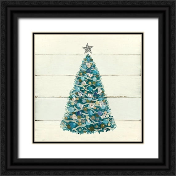 Robinson, Carol 20x20 Black Ornate Wood Framed with Double Matting Museum Art Print Titled - Christmas Shell Tree