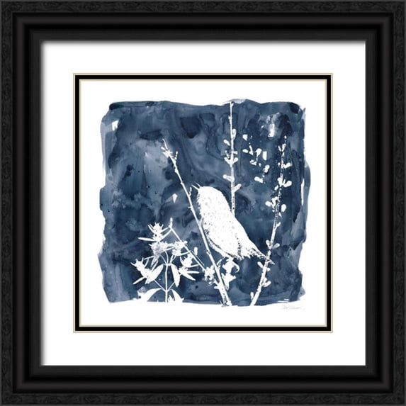 Robinson, Carol 20x20 Black Ornate Wood Framed with Double Matting Museum Art Print Titled - Indigo Bird II